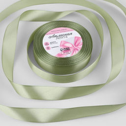 Цена за 3 шт. Лента атласная, 20 мм, 23±1 м, нежно-зелёная №65