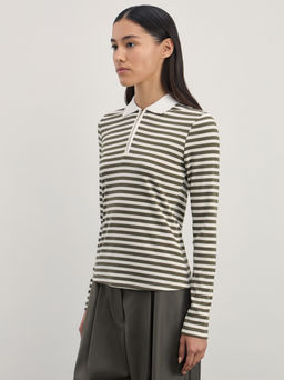 Лонгслив в полоску с молнией из вискозы / Zarina  фото 4