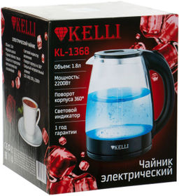 Чайник эл. 1,8 л стекл."Kelli" арт. KL-1368