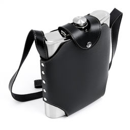 Подарочный набор 5 в 1, фляжка 1.3 л, 4 стопки по 75 мл, в чехле, нержавеющая сталь, экокожа, чёрный