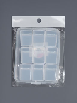 Цена за 4 шт. Органайзер для хранения мелочей, 9 баночек, в контейнере, 11.5×9×2.7 см, прозрачный