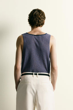 CAMISETA TANK PUNTO JACQUARD RAYAS / Lila - Zara фото 3
