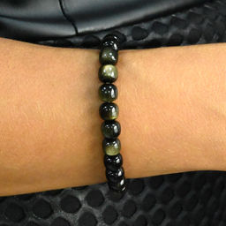 Обсидиан иризирующий браслет рондель 8*7мм