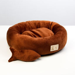 Лежанка с рыбкой, 45х35х11 см, коричневая - Пушистое счастье фото 2