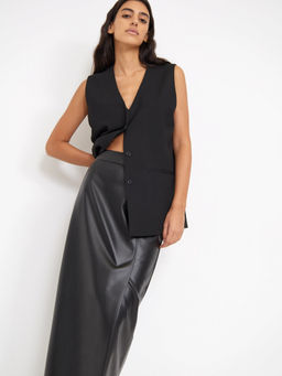 ШОК ЦЕНА - Юбка из экокожи с разрезом S956/ida - Emka фото 2