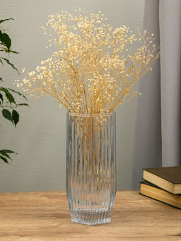 Ваза для цветов «Эдисон», линии, 28×13.5 см, стекло, прозрачная