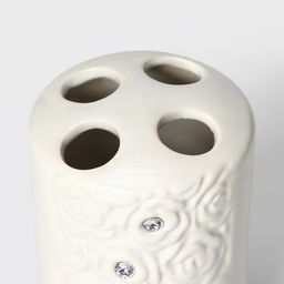 Набор аксессуаров для ванной комнаты Доляна Барельеф, 4 предмета, дозатор 280 мл, мыльница, 2 стакана, бежевый фото 6