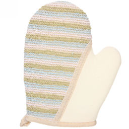 Цена за 3 шт. Мочалка-варежка для тела мягкая "Ultramarine - Полоски" комбинированная 21*16,5см