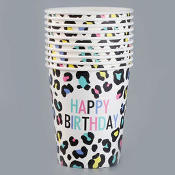 Цена за 10 шт. Стакан бумажный Вечеринка, конфетти, 250 мл