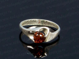 Кольцо с янтарём в посеребрении "мечта" коньячный