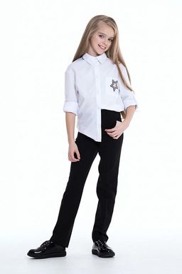 Белая школьная блуза Mooriposh, модель 0649  фото 3