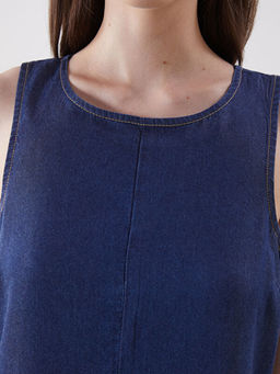 Bisiklet Yaka Y?rtma?l? Jean Elbise