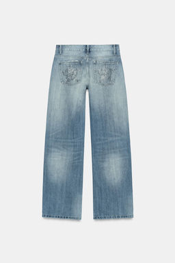 JEANS TRF WIDE LEG STRASS TIRO BAJO / Azul - Zara фото 6