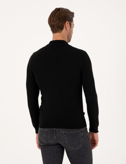 Siyah Slim Fit Yar_m Bal_k__ Yaka Basic Triko Kazak - Pierre cardin фото 5