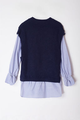 Lacivert Yumusak Dokulu Gomlek Garnili Triko Kazak TWOAW25KZ00033 - Trendyolmilla фото 7