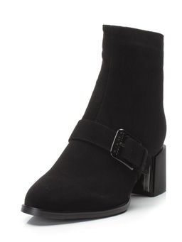 01-PCM347-2 BLACK Ботинки демисезонные женские (натуральная замша, байка)