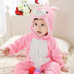 Плюшевый комбинезон Зайка (розовый)