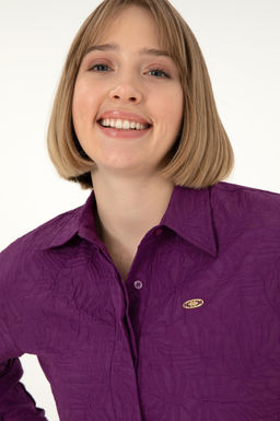 Женская фиолетовая рубашка с длинным рукавом Неожиданная скидка в корзине - U.s. polo assn фото 2