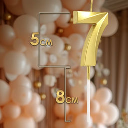 Цена за 2 шт. Свеча в торт на шпажке «Цифра 7», золотая, 5 см