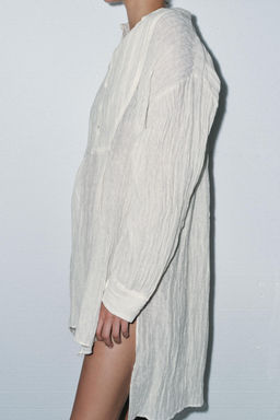 LIMITED EDITION CREASED-EFFECT LINEN BLEND SHIRT - Zara фото 14
