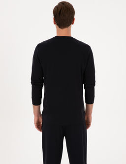 Lacivert Regular Fit Bisiklet Yaka Sweatshirt