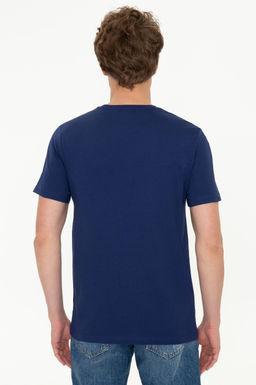 Erkek Lacivert Bisiklet Yaka T-Shirt