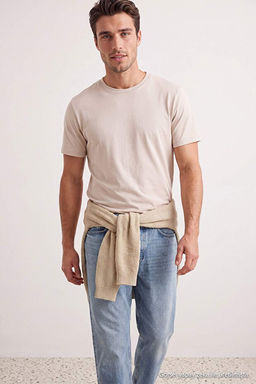 Gri-Lacivert-Ta_-Bordo-Haki 5li Paket Regular Fit Basic %100 Pamuklu T-ShirtTMNSS24TS00082 - Trendyolmilla фото 2