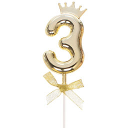 Топпер Цифра Королевский вечер "3" 22 см , микс