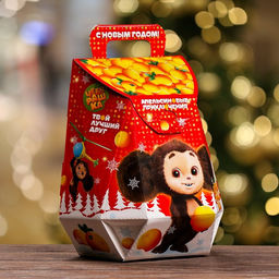 Подарочная коробка Чебурашка, Рюкзак большой , 22,5 х 14 х 27,5 см