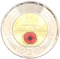 2 доллара 2025 года Канада Чествование неизвестного солдата Канады (Цветное покрытие)