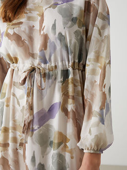 Bisiklet Yaka Desenli Elbise