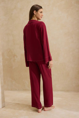 Bordo Duz Shally Dokuma Pijama Tak?m? THMSS26PT00003 - Trendyolmilla фото 4