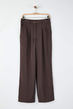 Kahverengi Modal Wideleg Dokuma Pantolon TWOAW26PL00124