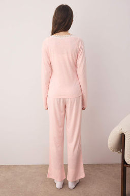 Pembe Pamuklu Dantel Detayl? Orme Pijama Tak?m? THMAW26PT00051