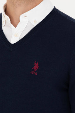 Свитер мужской U. S. Polo Assn базовый темно-синий из хлопка - U.s. polo assn фото 8