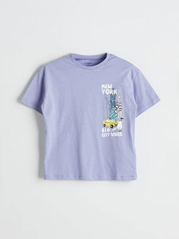 Bisiklet Yaka Bask?l? Erkek ?ocuk Ti??rt