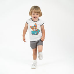 Костюм детский белый/серый корги в авто 7059п (80, 52)