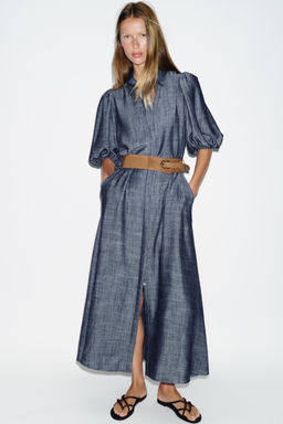 VESTIDO MIDI CINTUR?N / ?ndigo