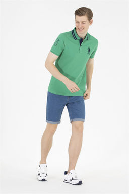 Мужская зеленая футболка с воротником поло Basic - U.s. polo assn фото 10