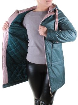 B19116 GRAY/GREEN Пальто демисезонное женское Aikesdfrs - Fashion фото 8