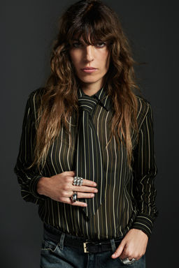 ZW COLLECTION STRIPED FLOWING SHIRT WITH TIE - Zara фото 8