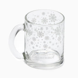Кружка стеклянная новогодняя Снежинки, 300 мл