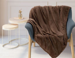Покрывало-плед КОРАЛ-флис жаккард Шоколад 200*220 см.