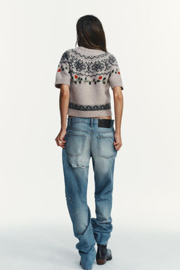 SHORT SLEEVE JACQUARD EMBROIDERED JUMPER - Zara фото 5