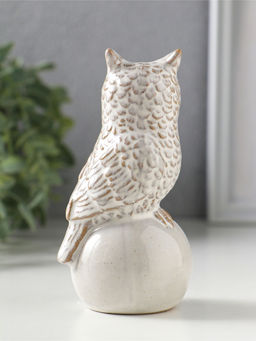 Сувенир керамика "Филин на шаре" беж 6х5,4х11,8 см