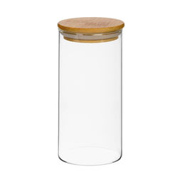 Банка стекл. д/сыпучих продуктов 1400мл с крышкой бамбук арт KL-3286