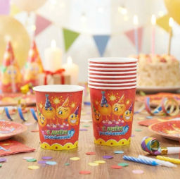 Стакан бумажный 0,2л в наборе 10 шт "С днем рождения! Смайлы"