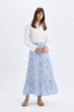 A Kesim Desenli Vual Maxi Etek