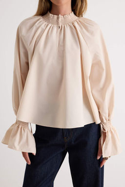 Bej Gipe Detayl_ Boho Geni_ Kal_p Dokuma Bluz TWOAW27BZ00229