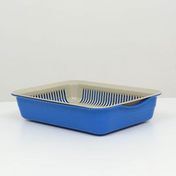 Лоток для кошек, 34.5×25.5×7.5 с, с сеткой, пластик, бежевый, синий